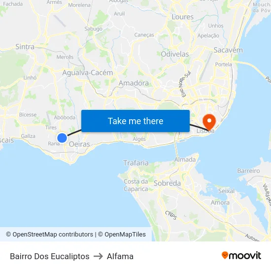 Bairro Dos Eucaliptos to Alfama map