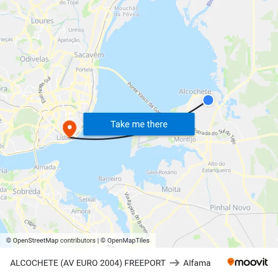ALCOCHETE (AV EURO 2004) FREEPORT to Alfama map