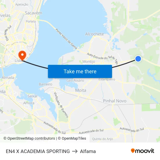 EN4 X ACADEMIA SPORTING to Alfama map