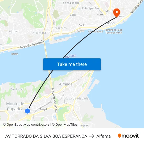 AV TORRADO DA SILVA BOA ESPERANÇA to Alfama map