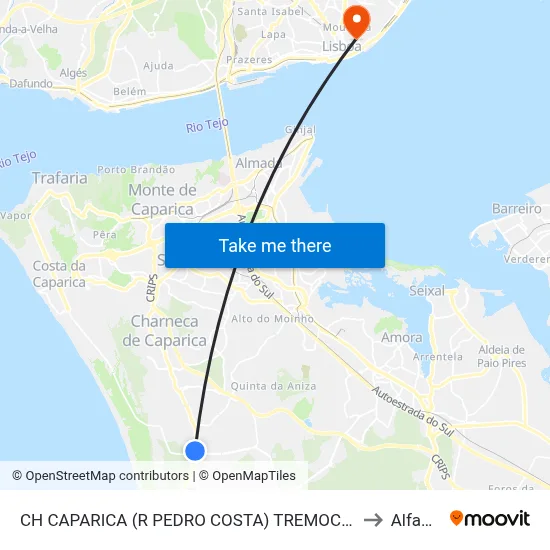 CH CAPARICA (R PEDRO COSTA) TREMOCEIRA to Alfama map