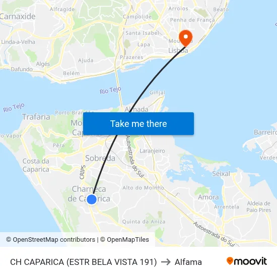 CH CAPARICA (ESTR BELA VISTA 191) to Alfama map