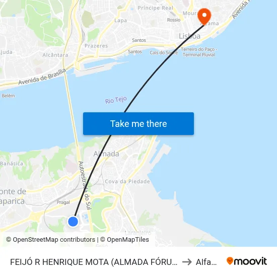 FEIJÓ R HENRIQUE MOTA (ALMADA FÓRUM) to Alfama map