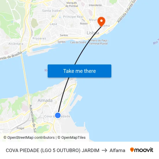 COVA PIEDADE (LGO 5 OUTUBRO) JARDIM to Alfama map