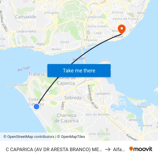 C CAPARICA (AV DR ARESTA BRANCO) MERCADO to Alfama map