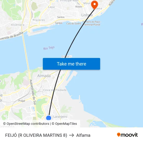 FEIJÓ (R OLIVEIRA MARTINS 8) to Alfama map