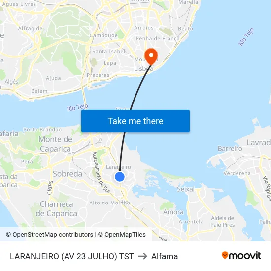 LARANJEIRO (AV 23 JULHO) TST to Alfama map