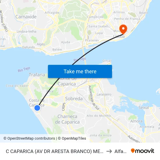 C CAPARICA (AV DR ARESTA BRANCO) MERCADO to Alfama map