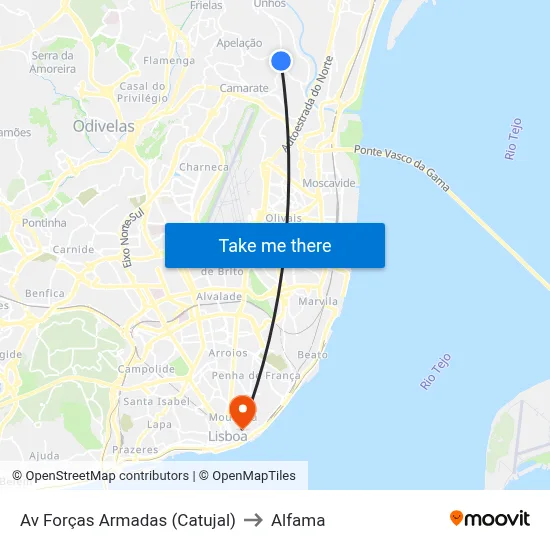 Av Forças Armadas (Catujal) to Alfama map