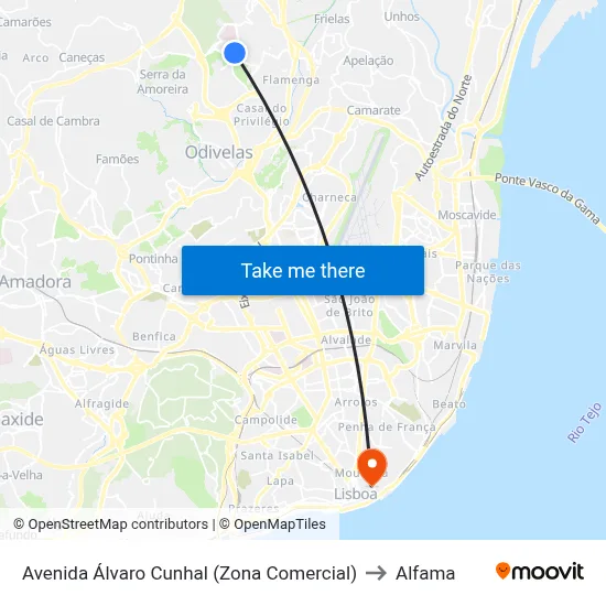 Avenida Álvaro Cunhal (Zona Comercial) to Alfama map