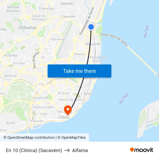 En 10 (Clinica) (Sacavém) to Alfama map