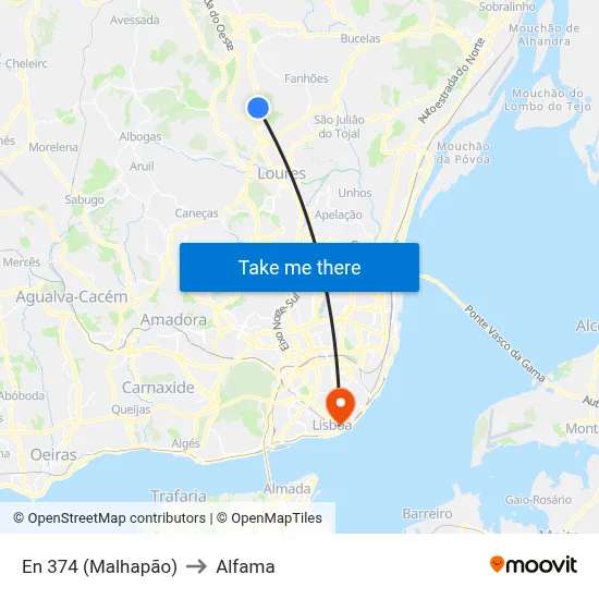 En 374 (Malhapão) to Alfama map