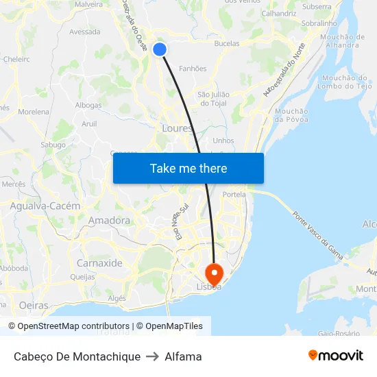 Cabeço De Montachique to Alfama map