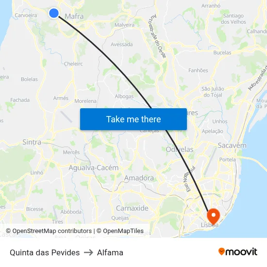 Quinta das Pevides to Alfama map