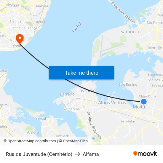 Rua da Juventude (Cemitério) to Alfama map