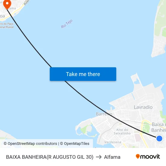 BAIXA BANHEIRA(R AUGUSTO GIL 30) to Alfama map