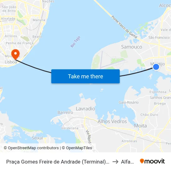 Praça Gomes Freire de Andrade (Terminal) P1 to Alfama map