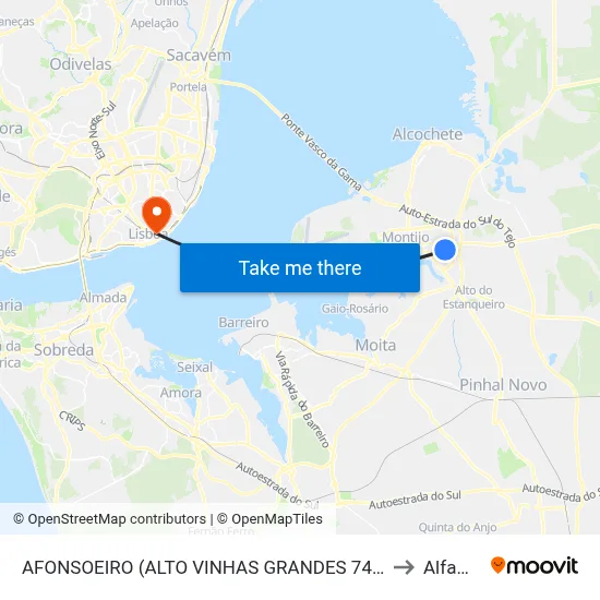 AFONSOEIRO (ALTO VINHAS GRANDES 745) to Alfama map
