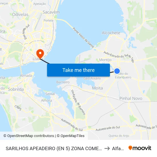 SARILHOS APEADEIRO (EN 5) ZONA COMERCIAL to Alfama map