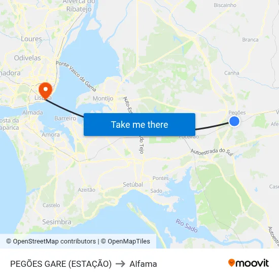 PEGÕES GARE (ESTAÇÃO) to Alfama map