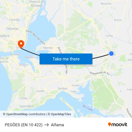 PEGÕES (EN 10 422) to Alfama map
