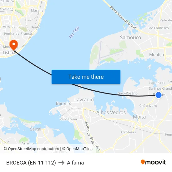 BROEGA (EN 11 112) to Alfama map