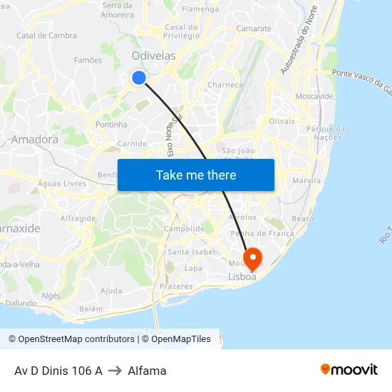 Av D Dinis 106 A to Alfama map