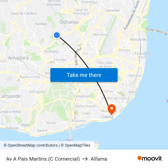 Av A Pais Martins (C Comercial) to Alfama map