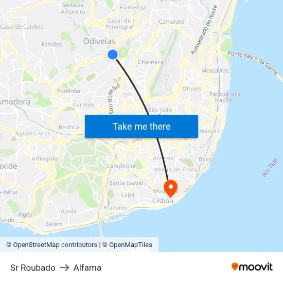 Sr Roubado to Alfama map