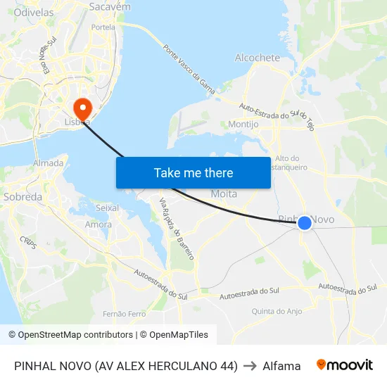 PINHAL NOVO (AV ALEX HERCULANO 44) to Alfama map