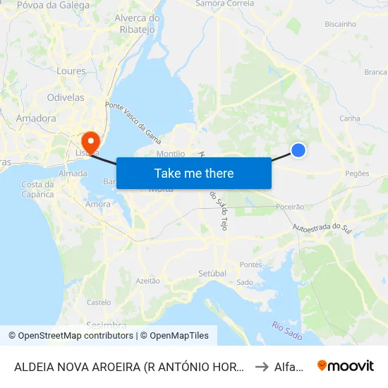 ALDEIA NOVA AROEIRA (R ANTÓNIO HORTA) to Alfama map