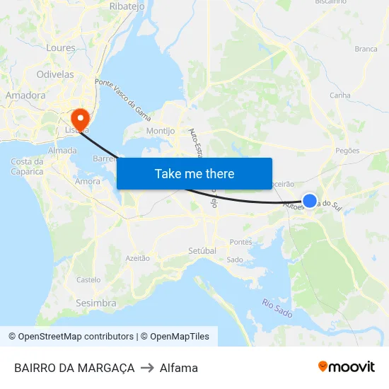 BAIRRO DA MARGAÇA to Alfama map