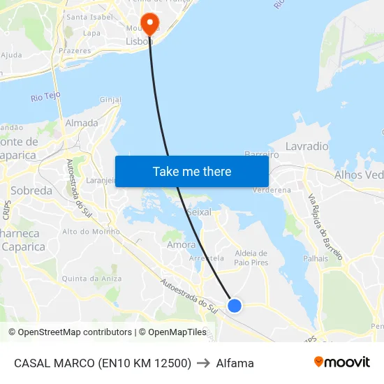 CASAL MARCO (EN10 KM 12500) to Alfama map