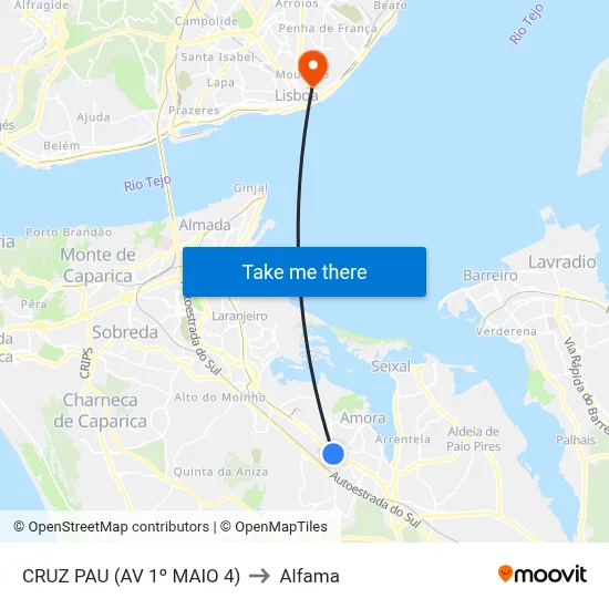 CRUZ PAU (AV 1º MAIO 4) to Alfama map