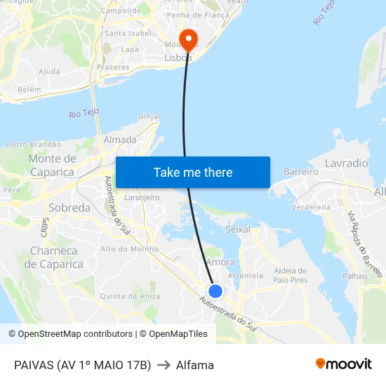 PAIVAS (AV 1º MAIO 17B) to Alfama map