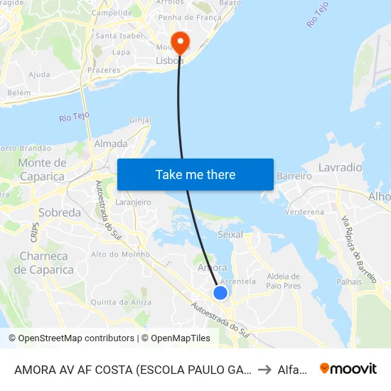 AMORA AV AF COSTA (ESCOLA PAULO GAMA) to Alfama map