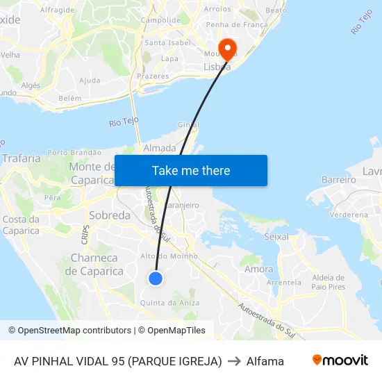 AV PINHAL VIDAL 95 (PARQUE IGREJA) to Alfama map