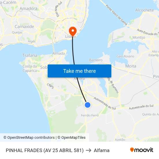 PINHAL FRADES (AV 25 ABRIL 581) to Alfama map