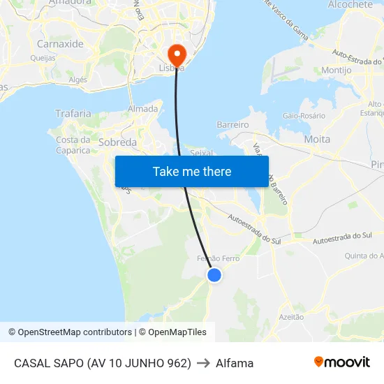 CASAL SAPO (AV 10 JUNHO 962) to Alfama map