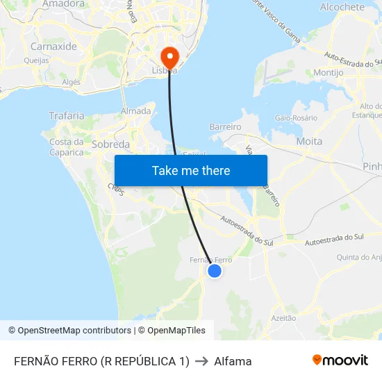 FERNÃO FERRO (R REPÚBLICA 1) to Alfama map