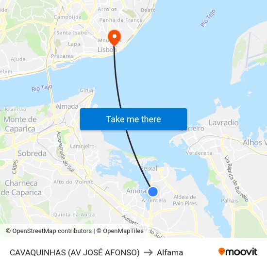 CAVAQUINHAS (AV JOSÉ AFONSO) to Alfama map