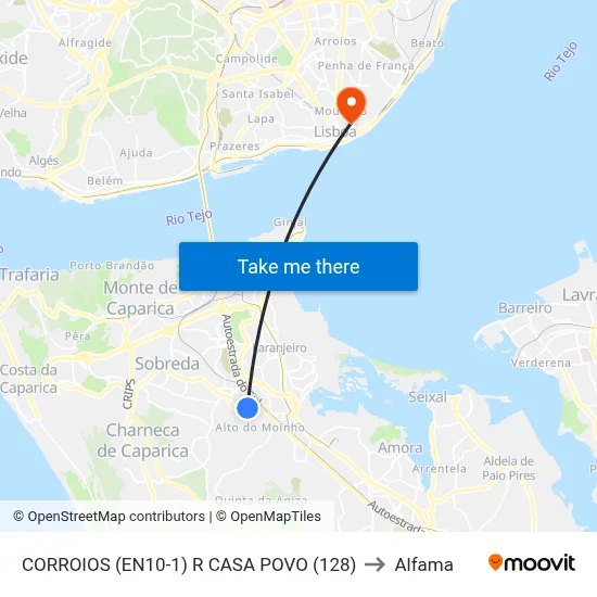 CORROIOS (EN10-1) R CASA POVO (128) to Alfama map