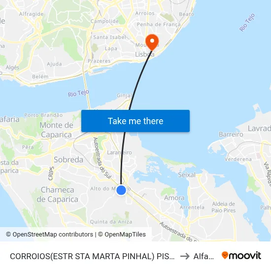 CORROIOS(ESTR STA MARTA PINHAL) PISCINAS to Alfama map