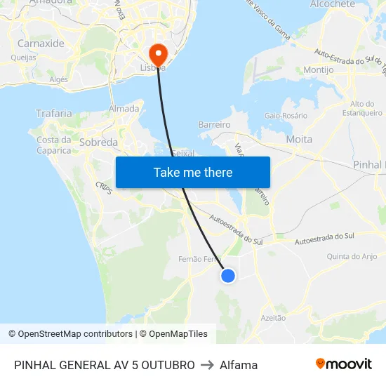 PINHAL GENERAL AV 5 OUTUBRO to Alfama map