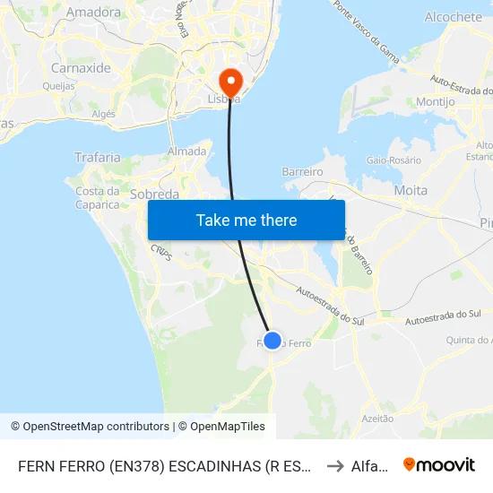 FERN FERRO (EN378) ESCADINHAS (R ESCOLA) to Alfama map