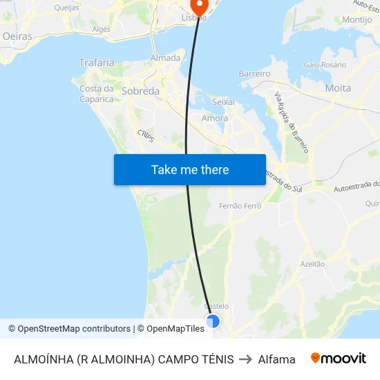 ALMOÍNHA (R ALMOINHA) CAMPO TÉNIS to Alfama map