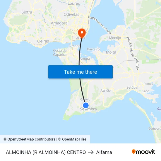 ALMOINHA (R ALMOINHA) CENTRO to Alfama map