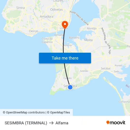 SESIMBRA (TERMINAL) to Alfama map