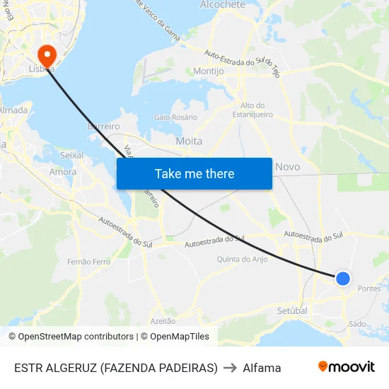 ESTR ALGERUZ (FAZENDA PADEIRAS) to Alfama map