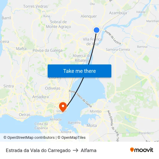 Estrada da Vala do Carregado to Alfama map